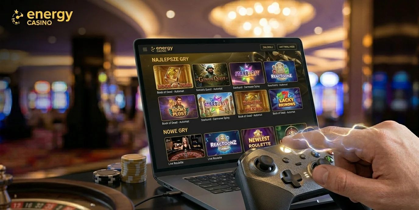 Biblioteka najlepszych automatów Energy Casino na laptopie